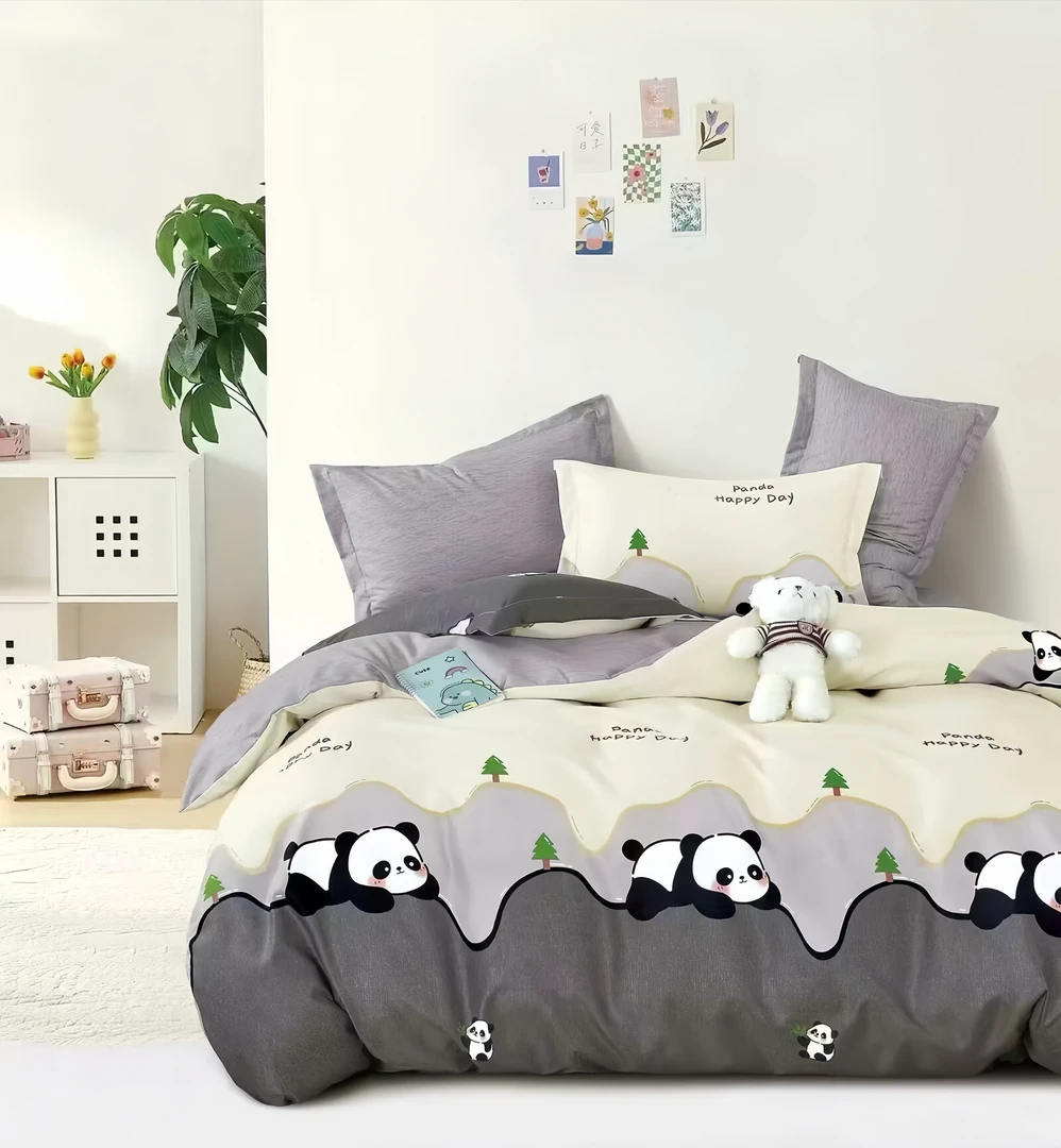 疆棉 萌宝嘟嘟A类母婴级 斜纹小熊高级宿舍成人设计款三件四件套