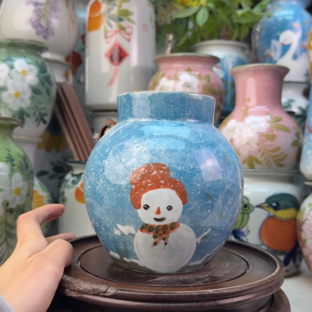 景德镇陶瓷手绘花瓶无孔