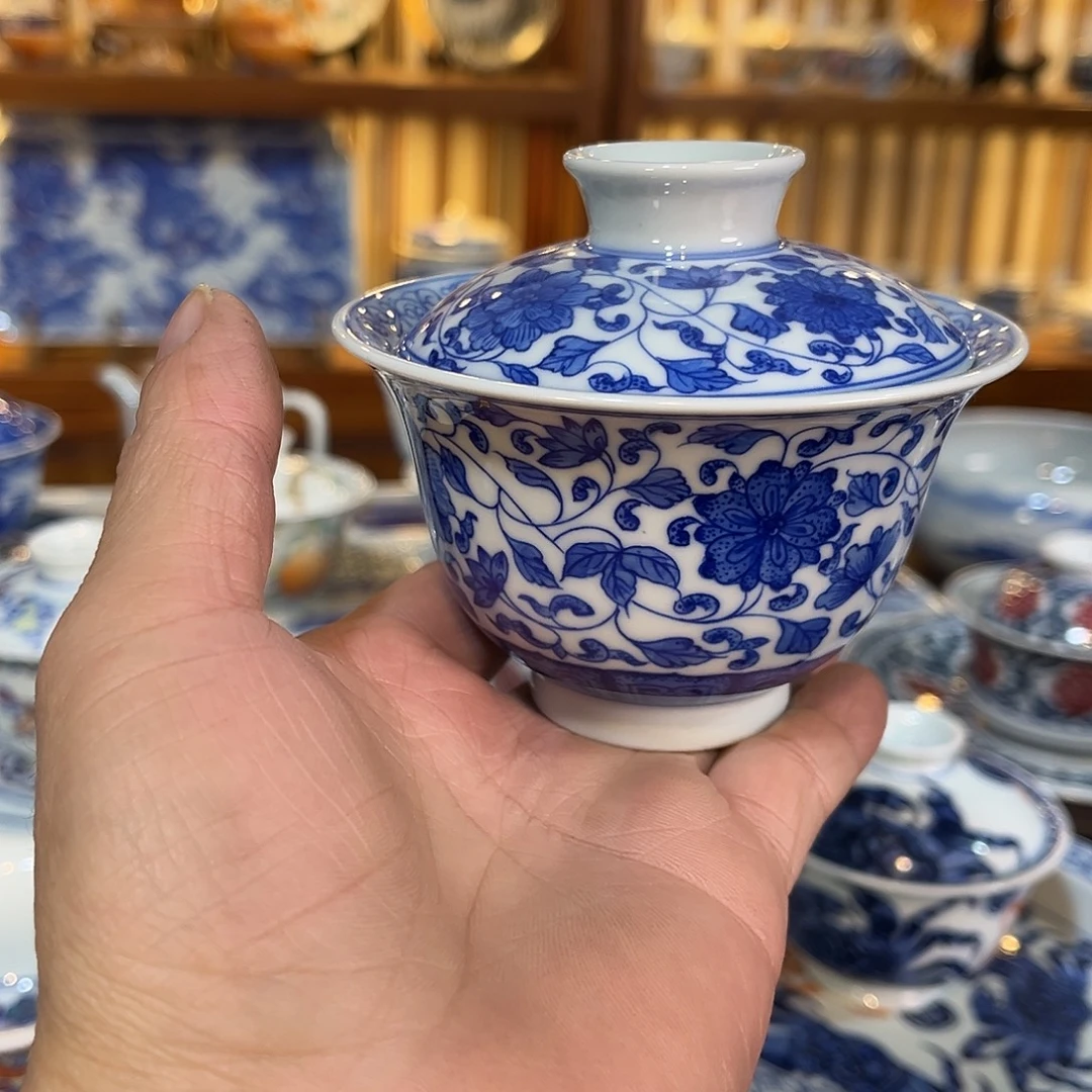 錡镇堂手工手绘盖碗