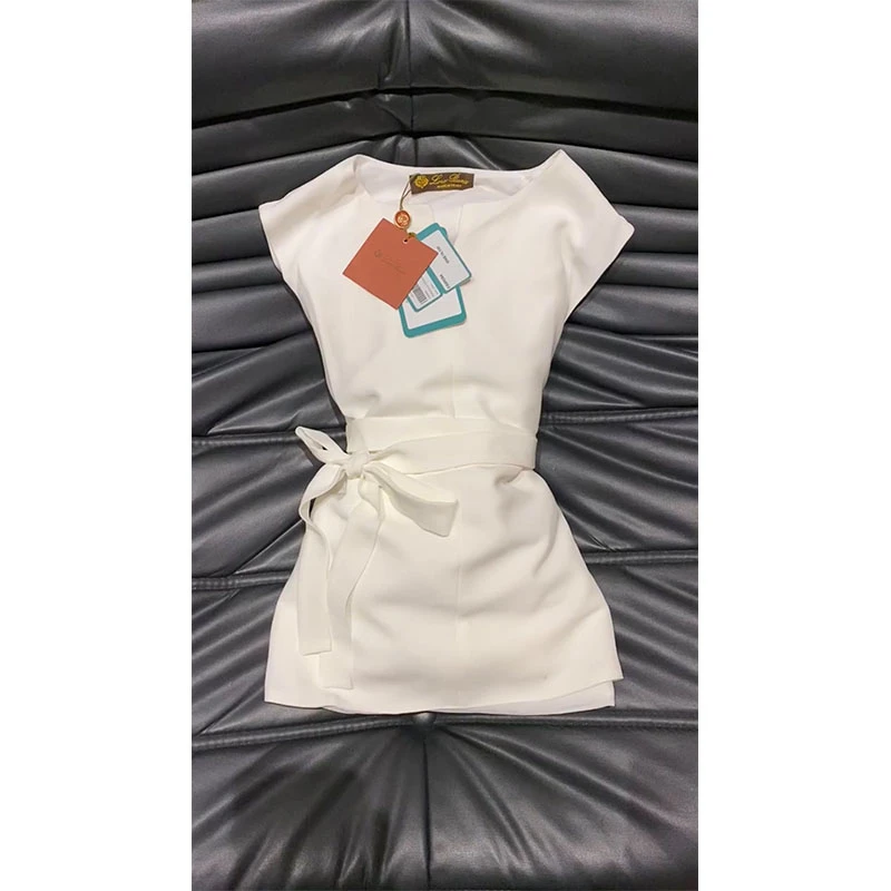 千金清冷感贵系衣服无袖背心连衣裙女夏季蝴蝶结绑带休闲白色短裙