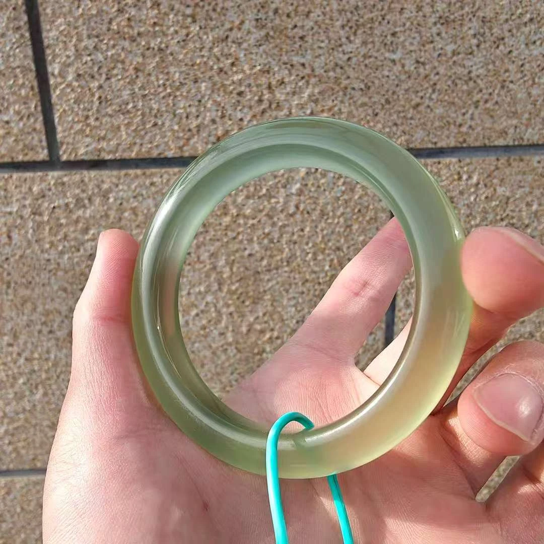 【传承】多肉葡萄手镯高定岫玉1 圆条冰透手工精美高冰美人镯