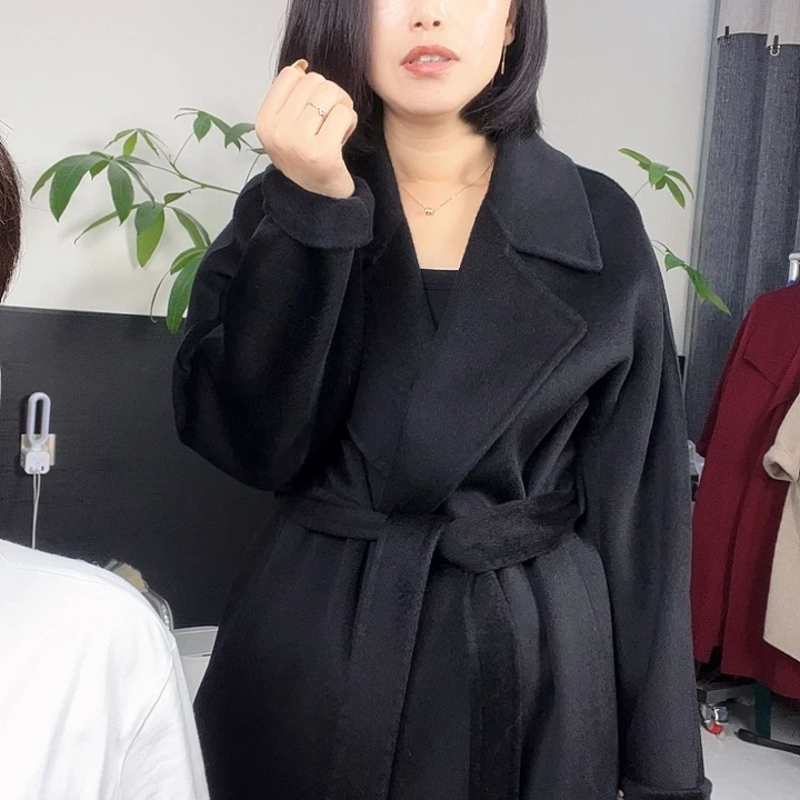 双面呢大衣黑色L码