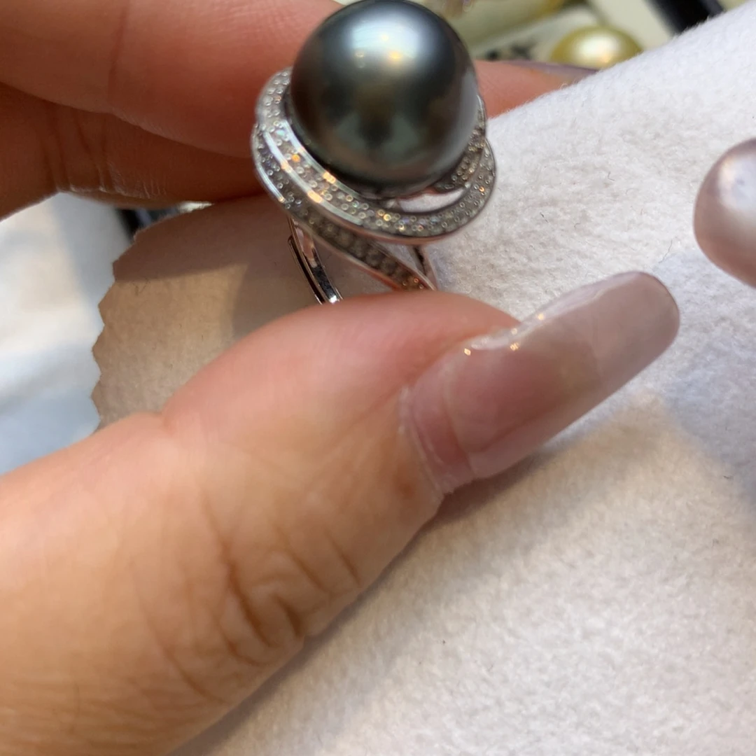 银S925镶嵌戒指海水珍珠