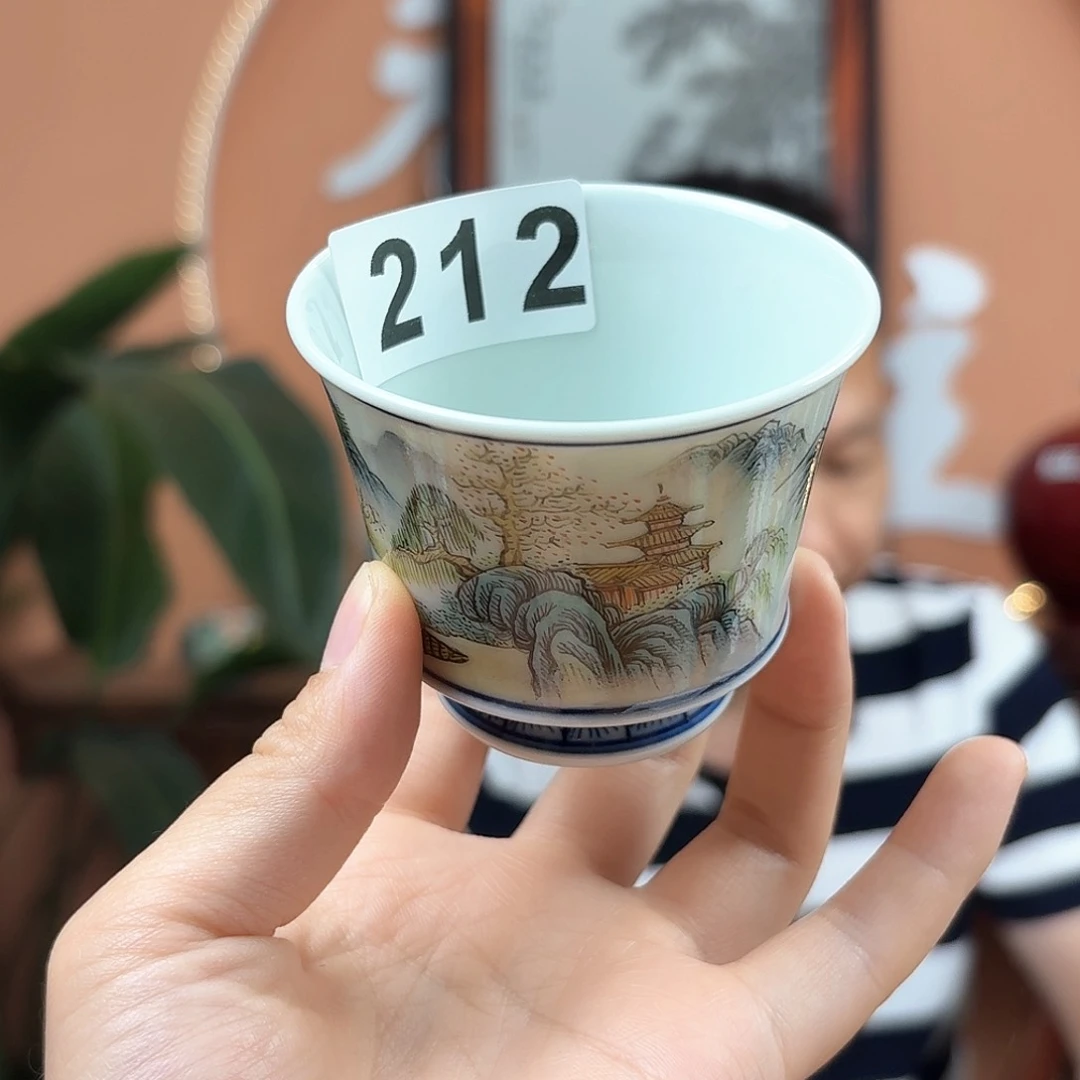 景德镇陶瓷手工山水杯子