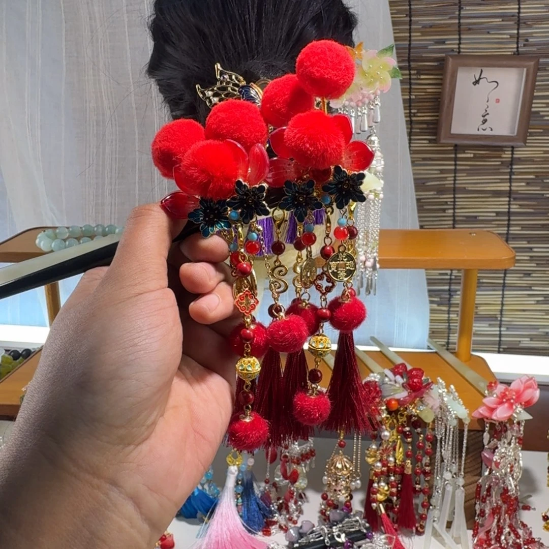 清***晏蛇纹石玉合金发饰