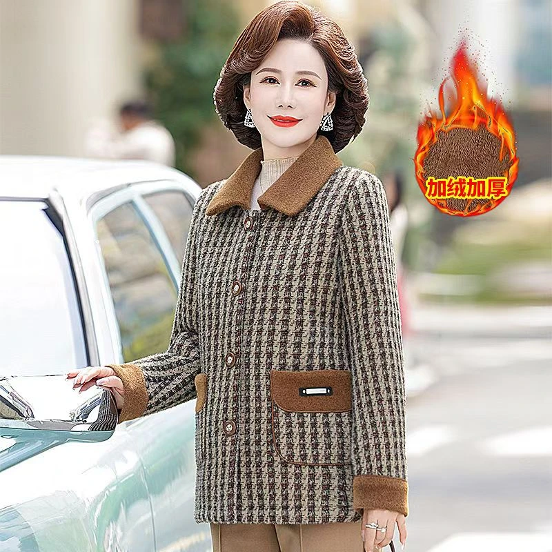 10952-中年妈妈冬装加绒加厚外套洋气春夏小衫
