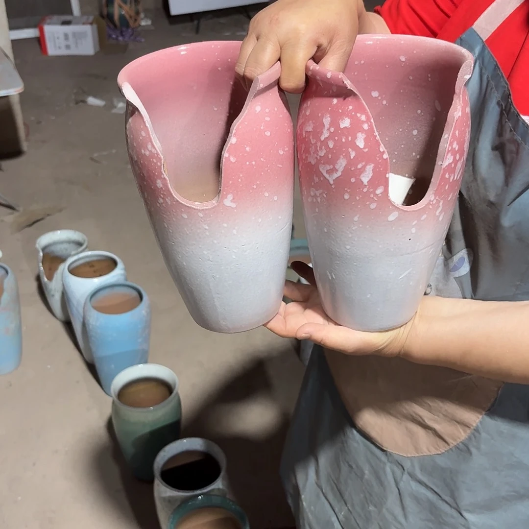 紫砂花盆口15高25两个