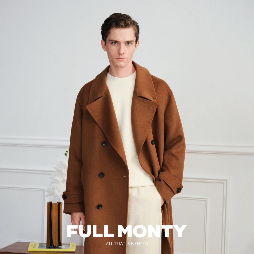 【战壕大衣】新款大翻领男士金棕色风衣高端中长款外套2025秋冬