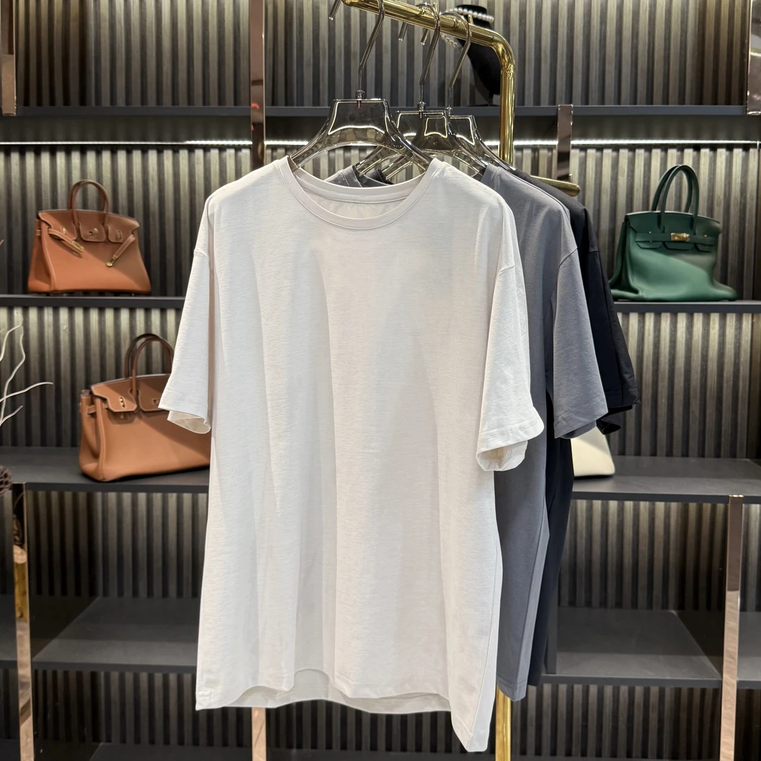 2025新款夏季男装时尚休闲简约纯色T恤速干宽松圆领运动舒适上衣