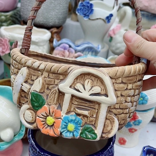 多肉绿植陶瓷花盆9.9包邮，有空