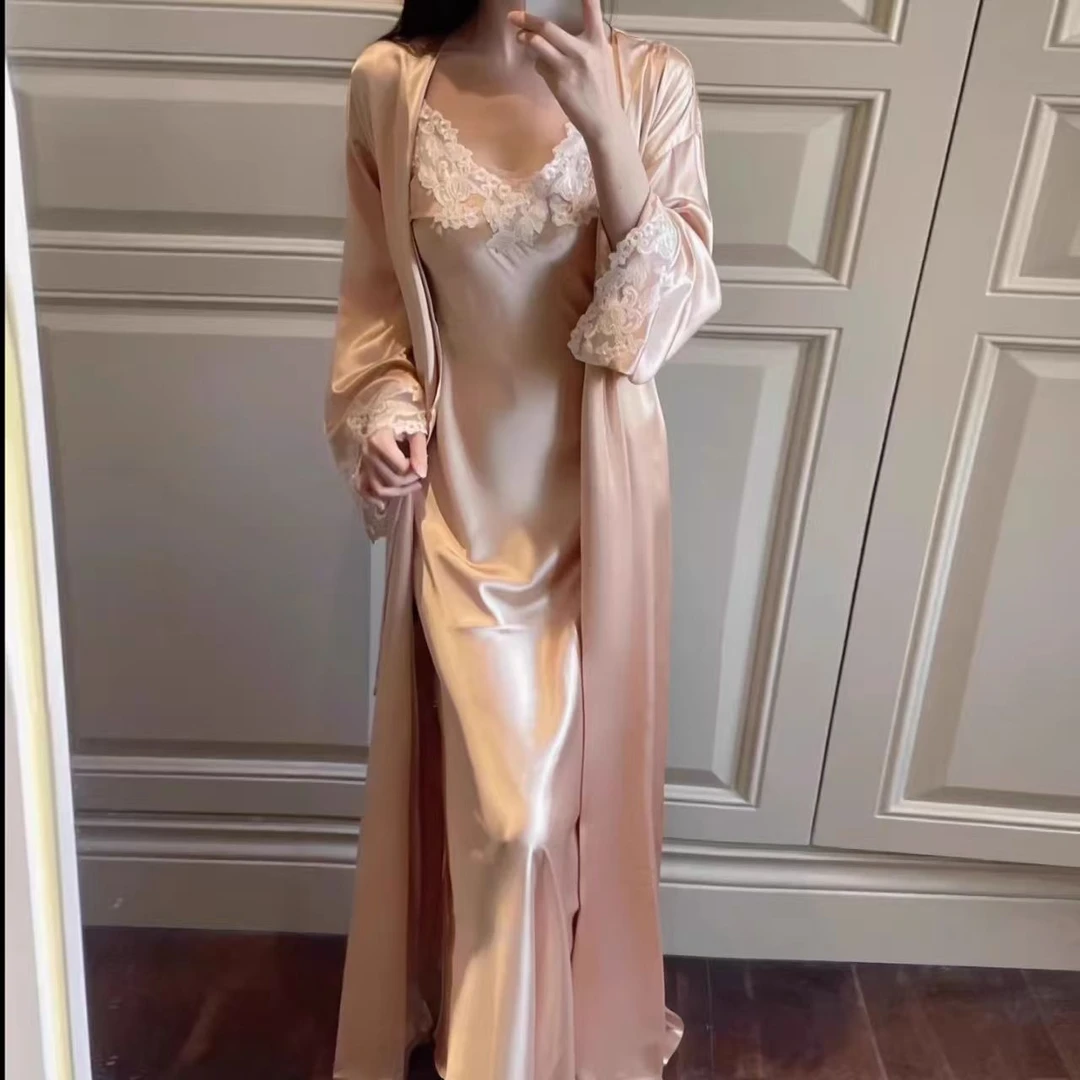 【锦衣】女款睡裙真丝质感女款长款连衣裙