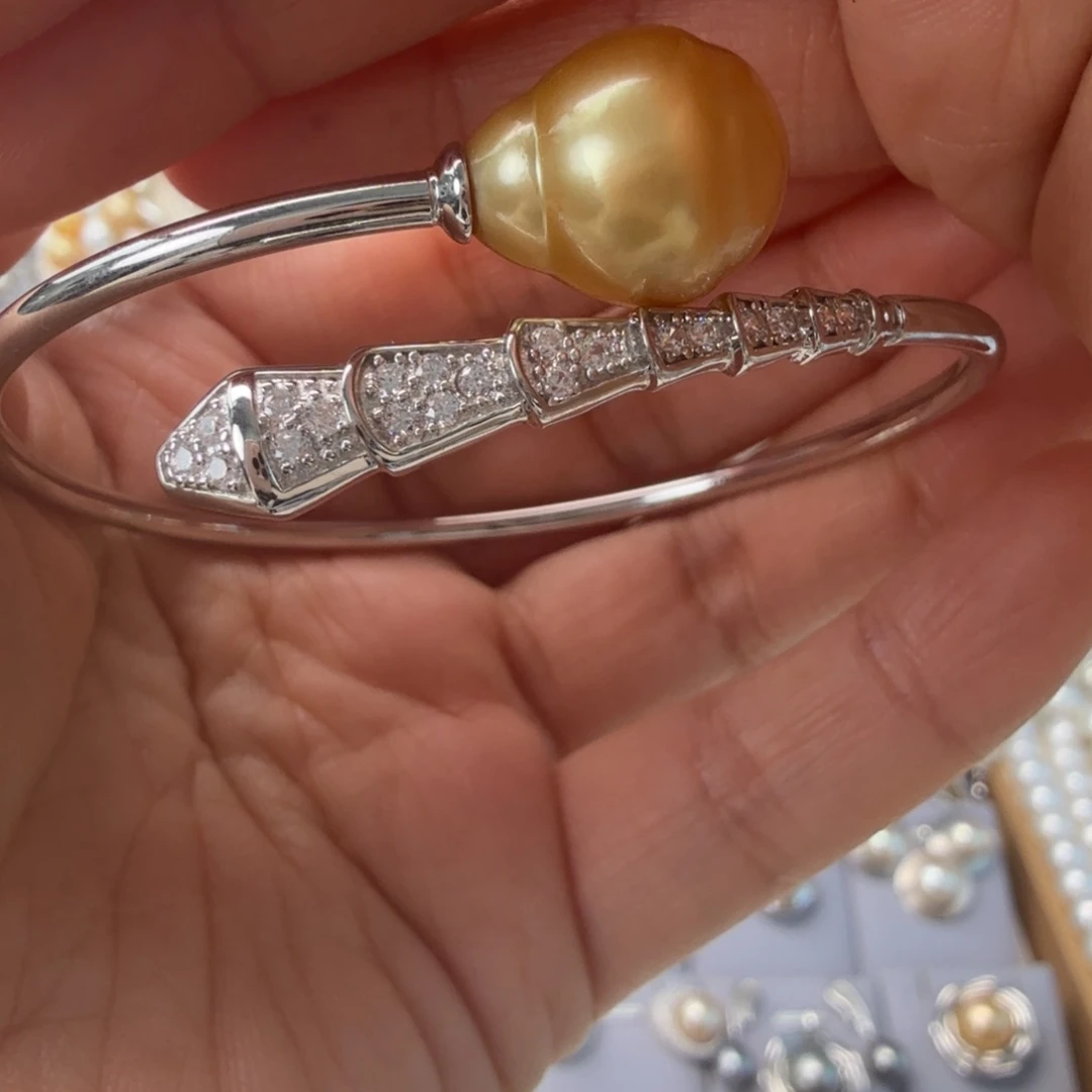 银S925镶嵌海水珍珠手绳