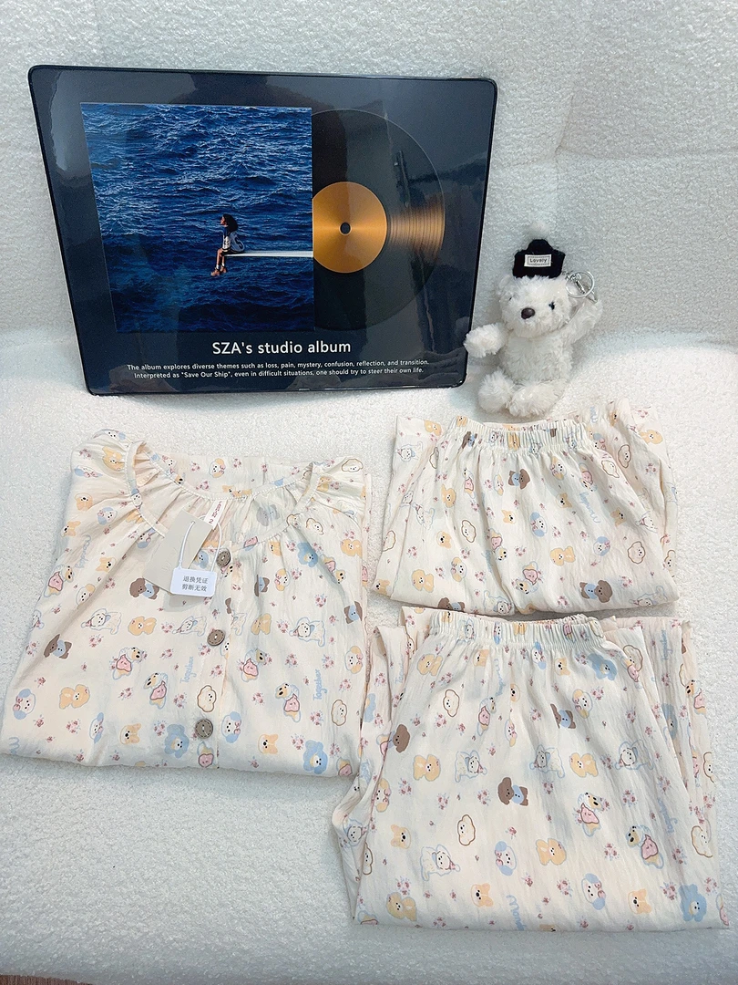 【糯糯小狗】韩系ins小狗印花短袖卡通套装睡衣夏季短袖家居服