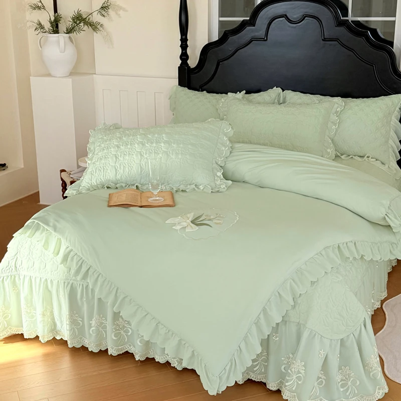 ▲春夏花之屿【四件套】±6.3斤水洗双层纱床盖被罩套件可机洗床品