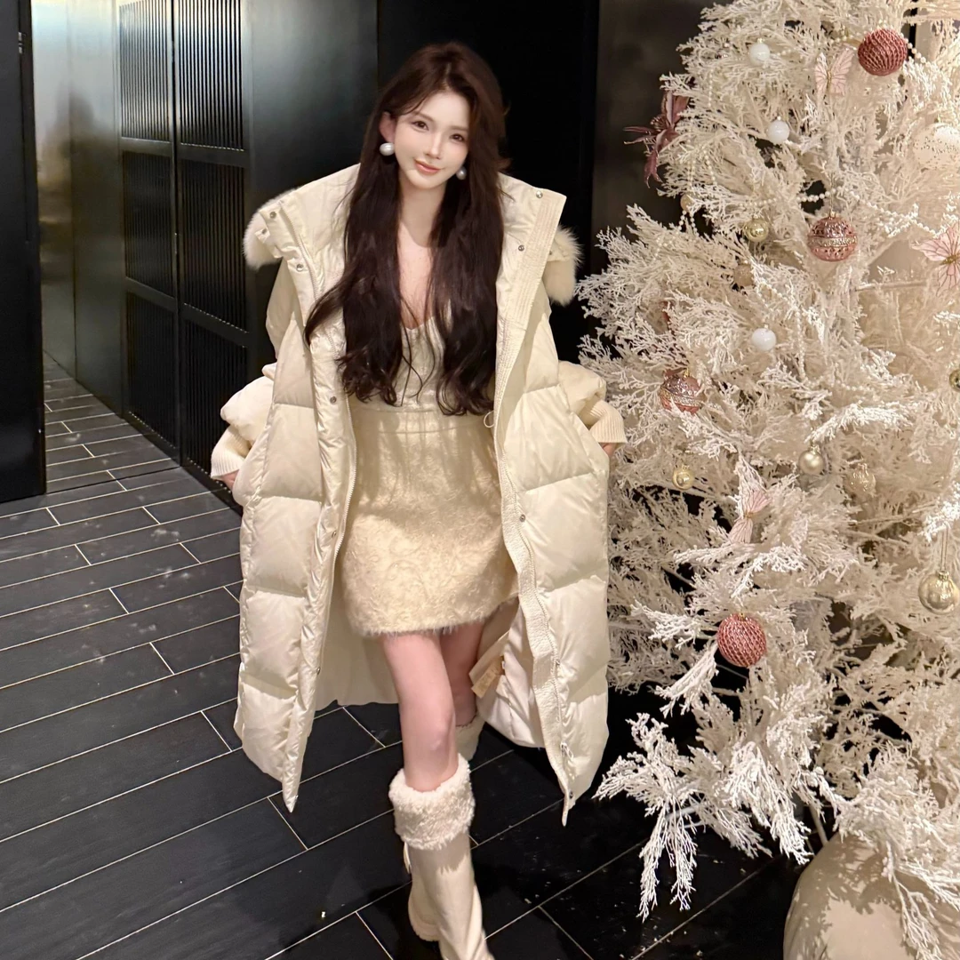 GUIDI GUDI【岁岁欢喜】秋冬狐狸毛领90白鸭绒羽绒服外套/黄加蓝