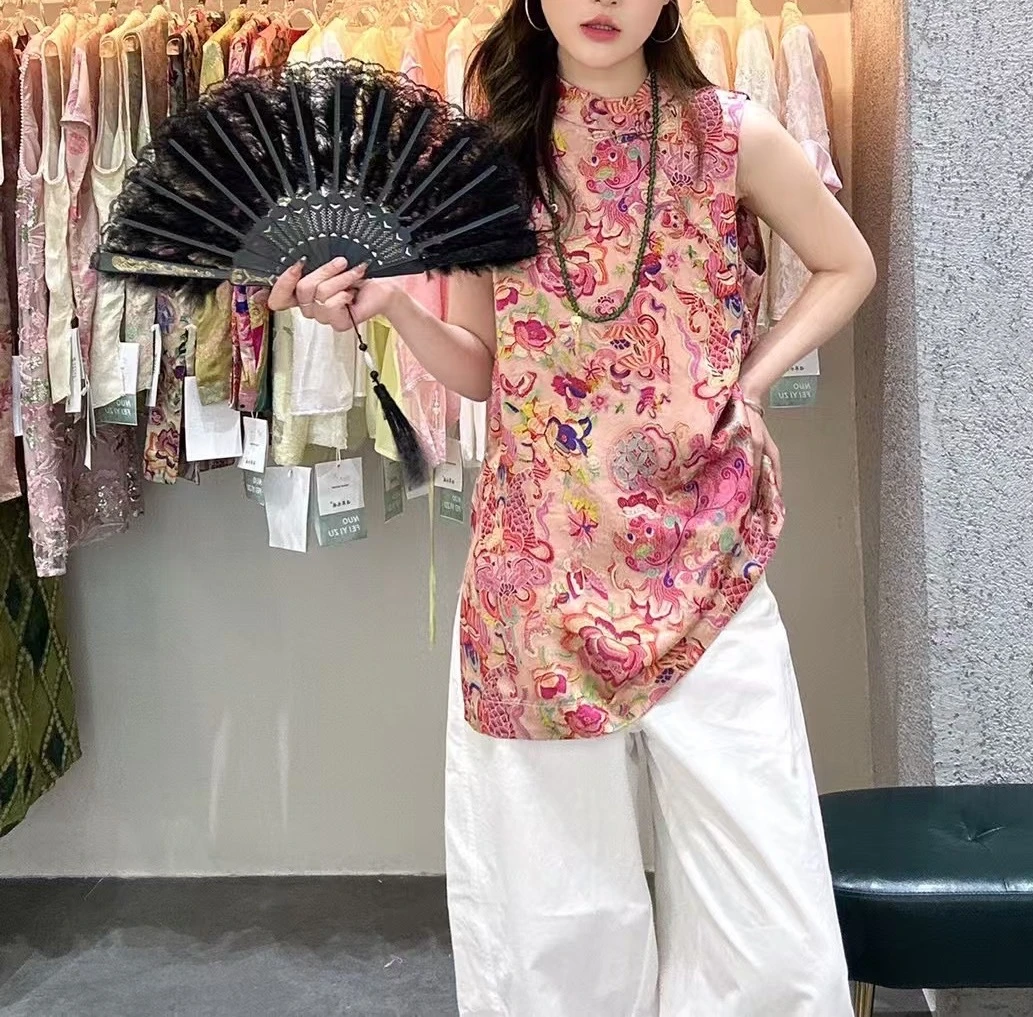 【国风马甲】夏新款圆领盘扣马甲提花新中式马夹