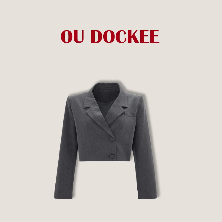 OUDOCKEE 鸥鸥【灰姑娘】短西装灰色短款时尚 X2501F149T