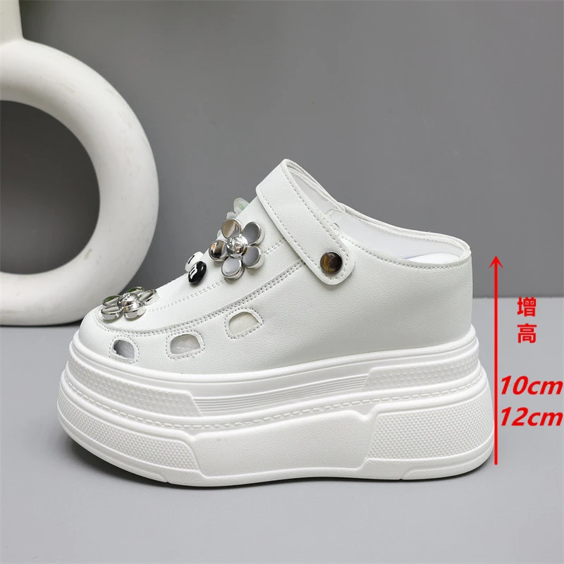 包头拖鞋女夏季外穿洞洞鞋2025夏新款小个子内增高12cm沙滩凉拖鞋