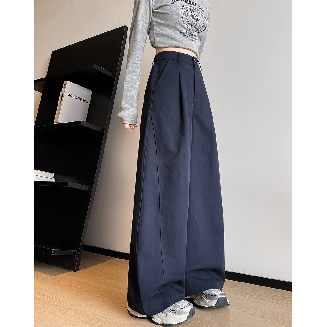 美式辣妹弯刀裤女春秋季2025新款小个子高腰显瘦宽松花灰色卫裤