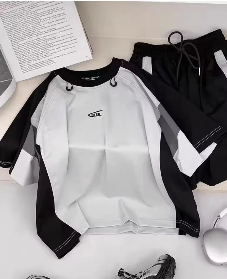 断码清仓 小白姐童装 男童夏装套装中大童舒适运动短袖短裤 25312