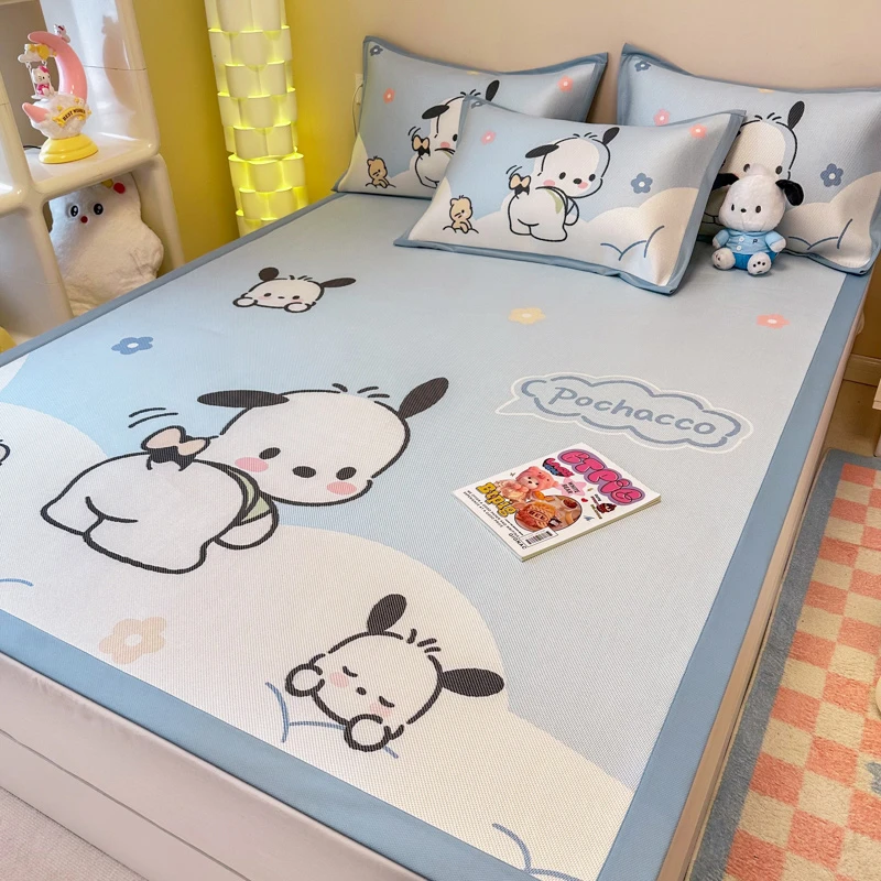 直播  卡通可爱大版数码印花冰藤席