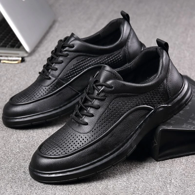 6308渡诺班尼男鞋真皮夏季镂空头层牛皮打孔运动鞋透气休闲皮鞋