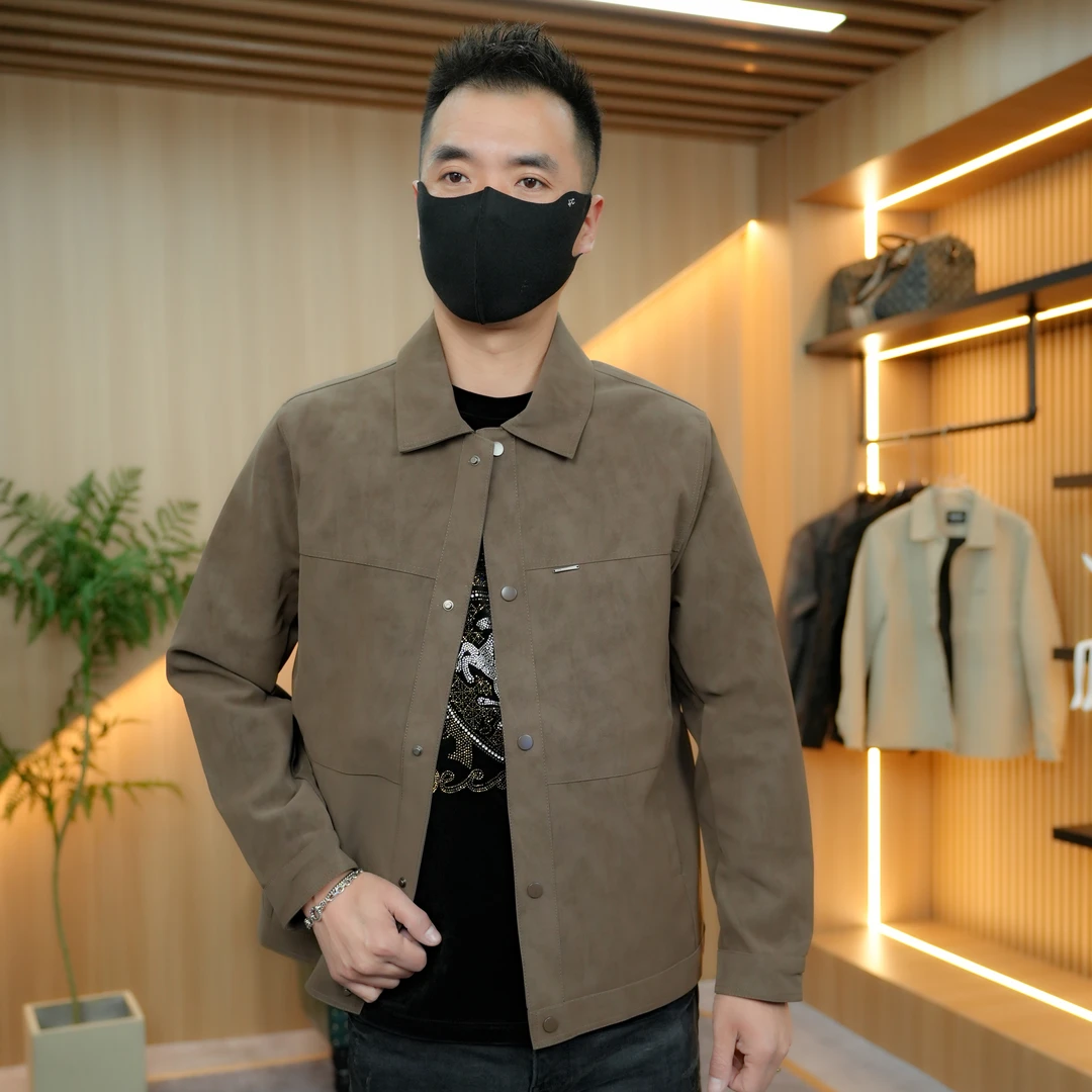 2025新款宽松简约时尚潮牌夹克翻领春秋季外套百搭休闲潮流长袖