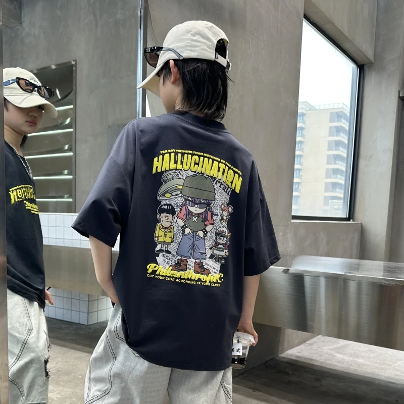 童装儿童夏季短袖T恤中大童男童宽松洋气夏款衣服百搭潮
