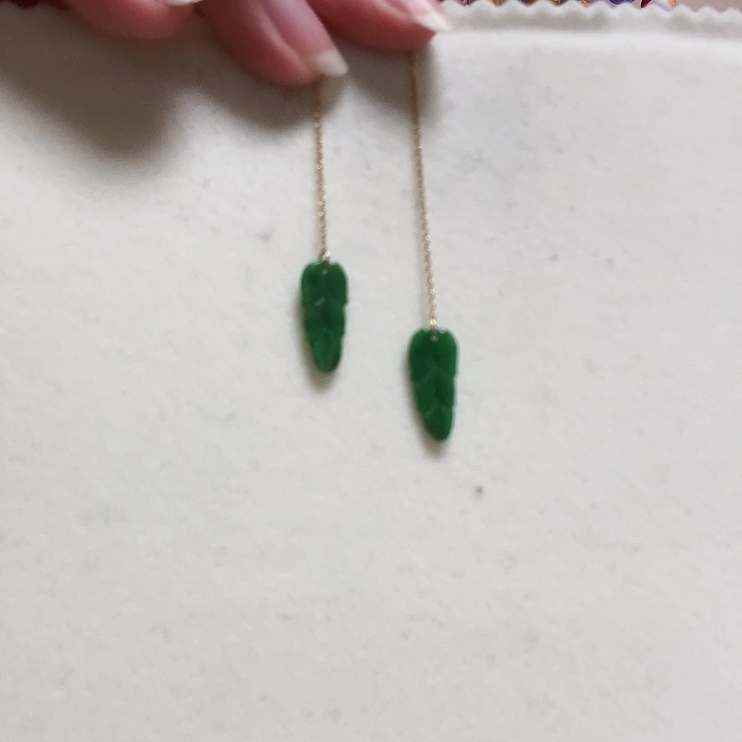 翡翠耳饰18K金镶嵌宝**社简单