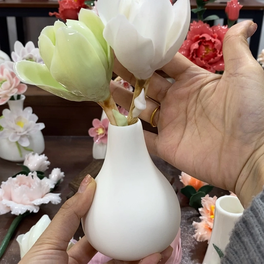 摆件陶瓷手工花摆件