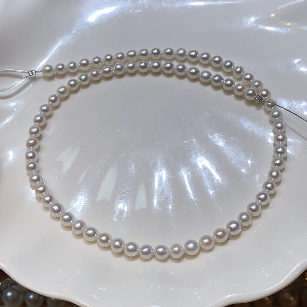 淡水珍珠银S925镶嵌颈饰5-5.5