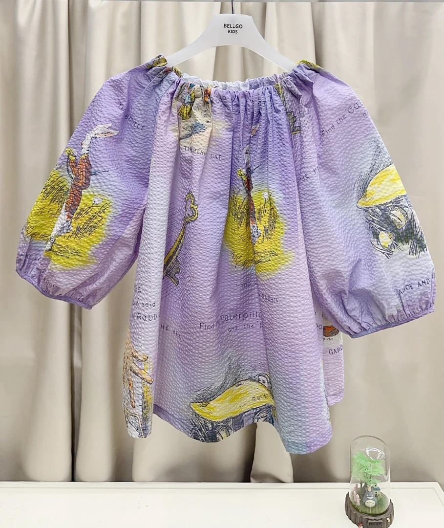 3886/J4-1/定制款儿童春夏衬衫/紫花/微瑕