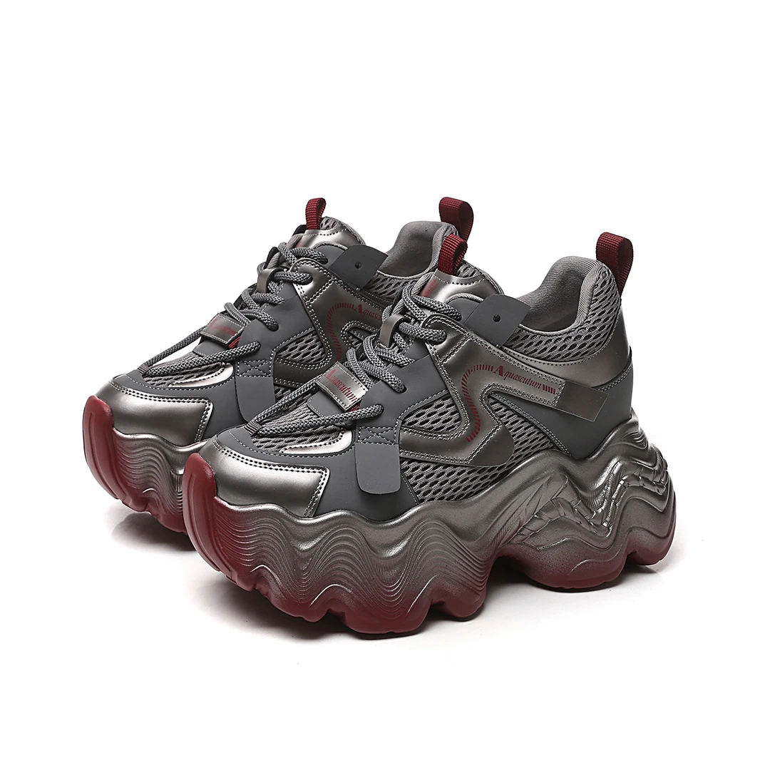 增高10CM2025春季新款女鞋时尚百搭厚底小个子休闲老爹鞋3801