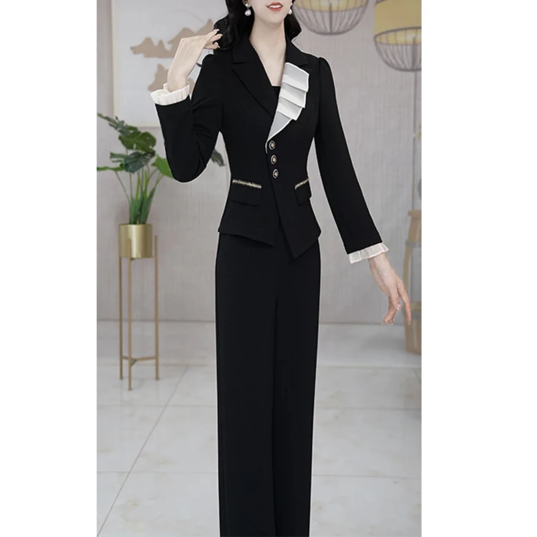 【上衣+裤子】2025秋季轻奢贵夫人气质时尚大气休闲修身显瘦套裤