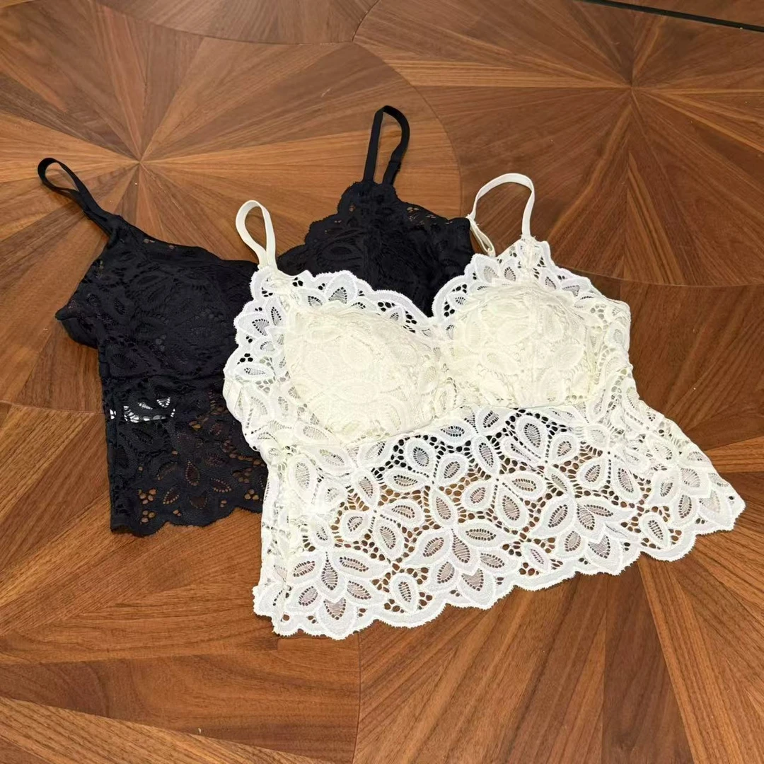 MYL 2025夏季新品锦纶纯色蕾丝吊带时尚休闲舒适打底美背