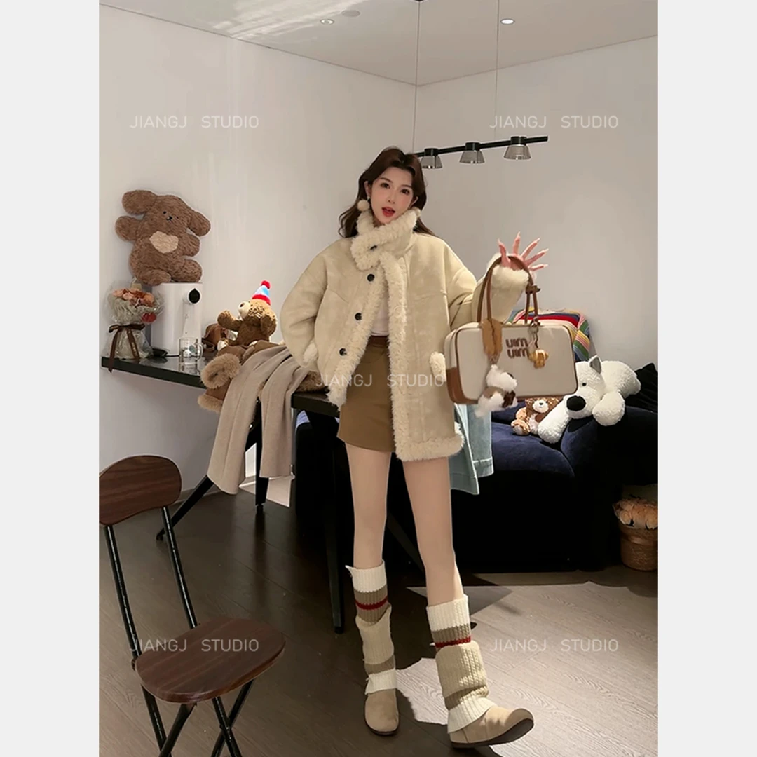 YBB「云朵泡芙」JJ051876加长加厚款韩系冬季皮毛一体外套