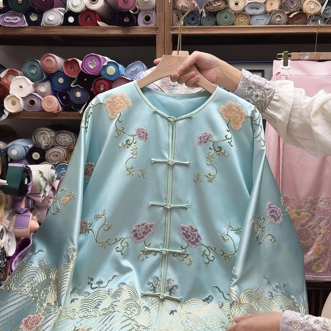 苏绣太太服9.胸围108.衣长66