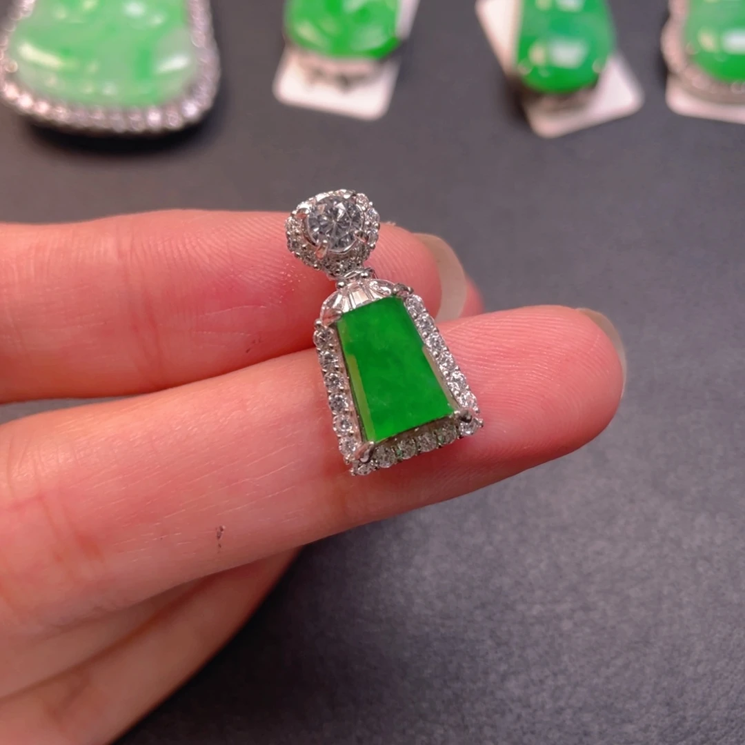 翡翠银S925镶嵌吊坠(不含链)