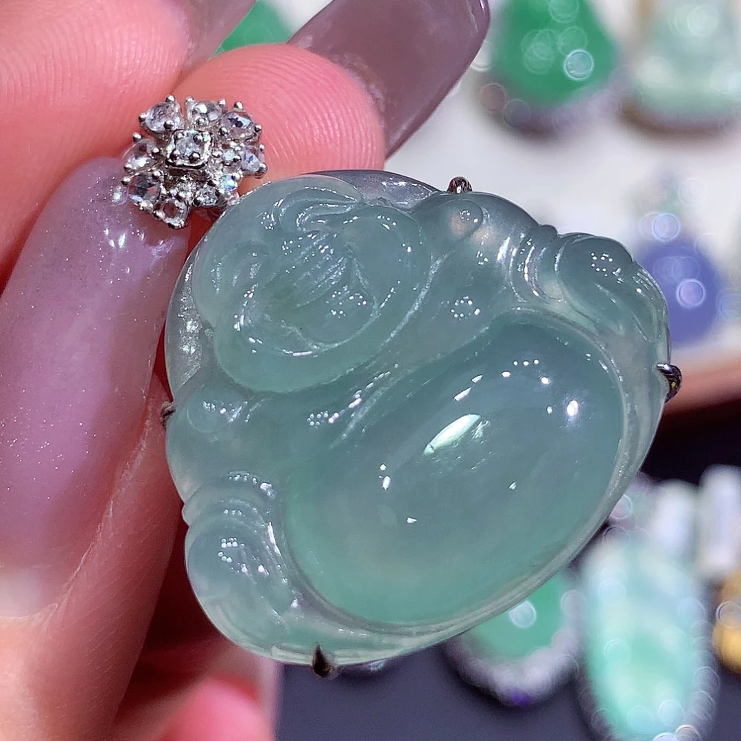 翡翠18K金镶嵌吊坠(不含链)