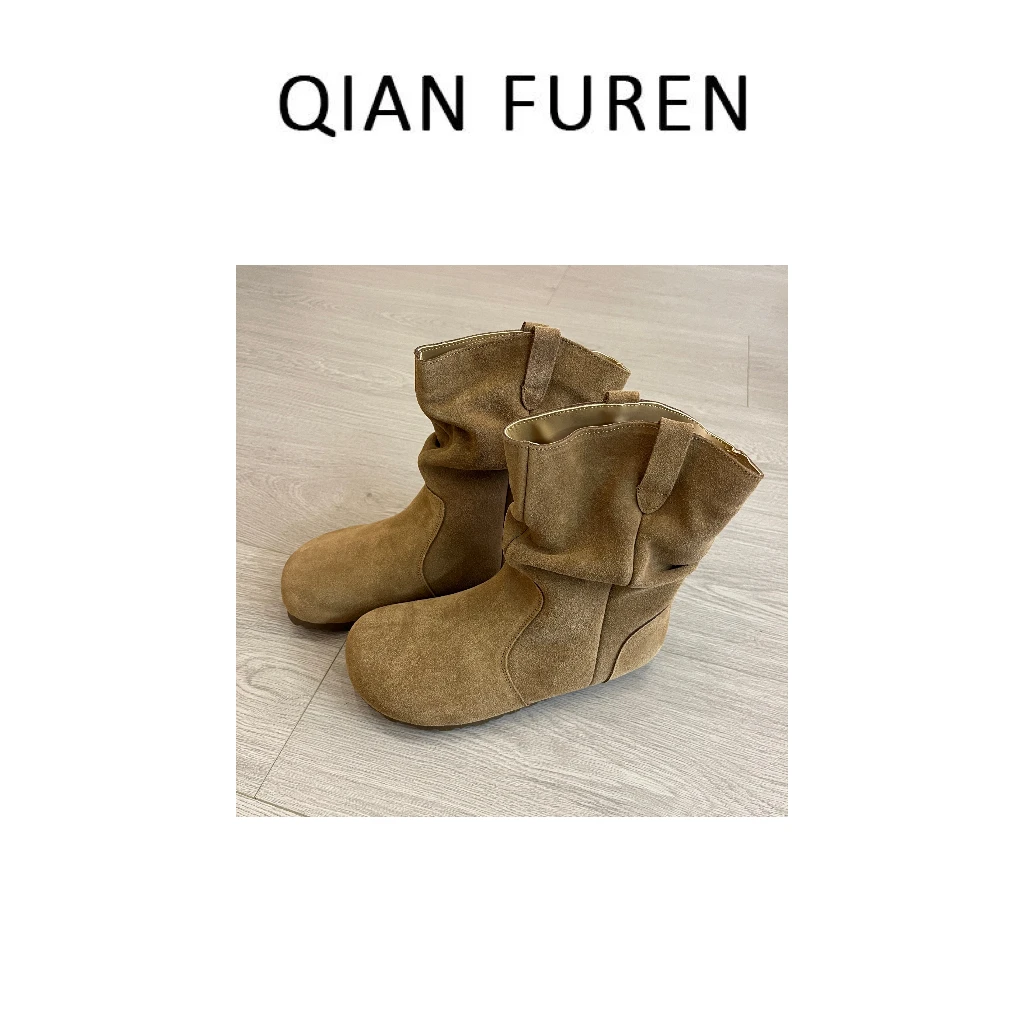 【褶皱堆堆靴】短靴新款褶皱堆堆靴中筒新款