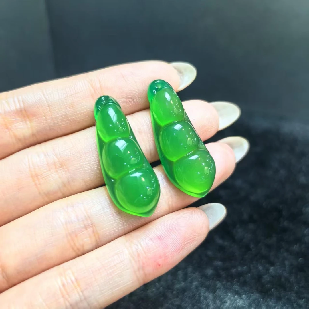 S7843（玉夫人）青翠芙蓉玛瑙玉绿豆子吊坠-配绳-多样性发一件