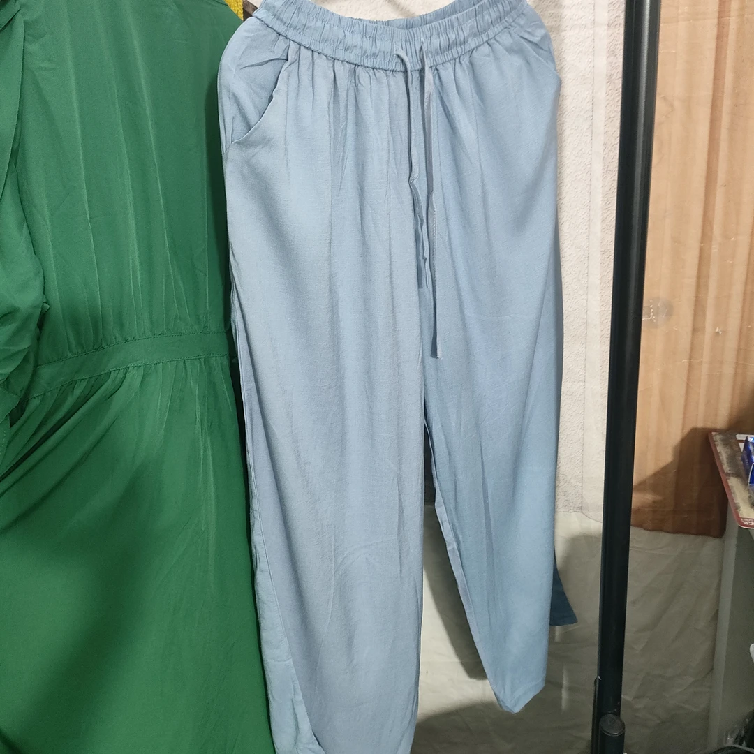 夏季棉麻(AB面)直筒高腰系带阔腿显瘦凉爽薄款裤