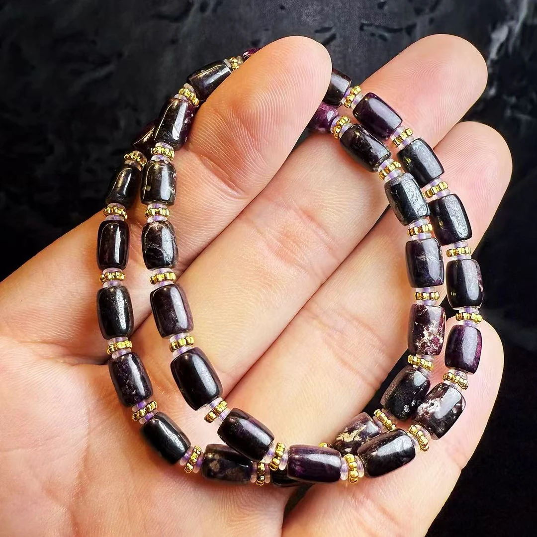 【皇后甄选】C122910 辰砂DIY老油紫直切手串-多样性发一