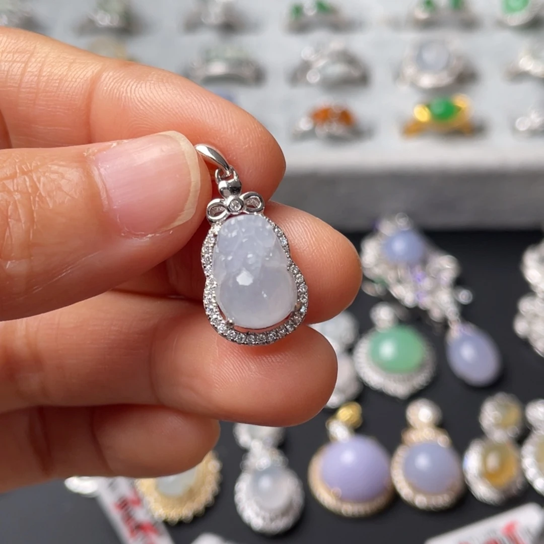 翡翠银S925镶嵌吊坠(不含链)