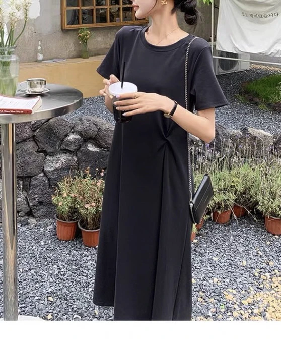 2025新款韩系宽松显瘦休闲慵懒风长款连衣裙 25052