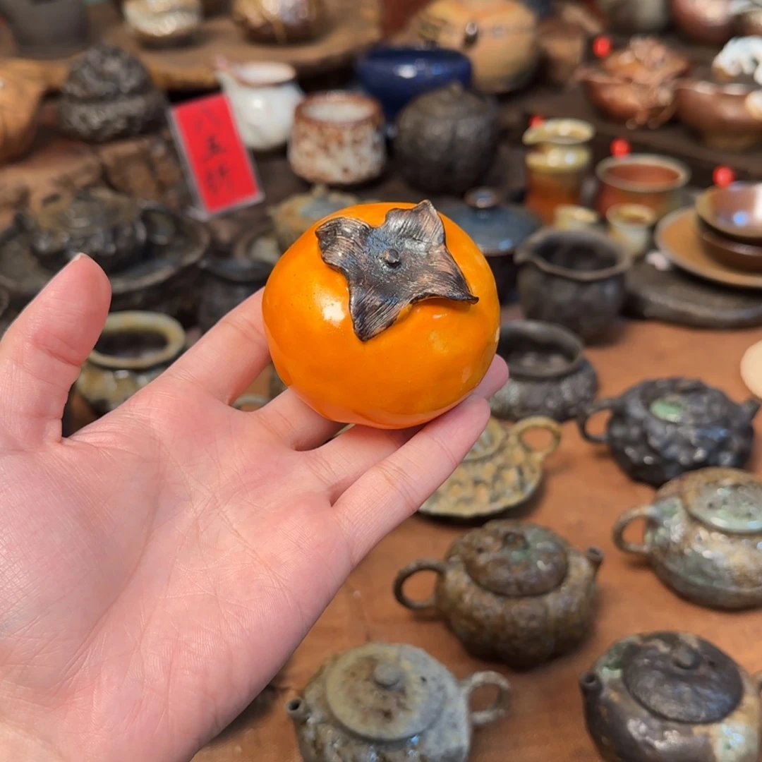 柿子盖置茶宠摆件