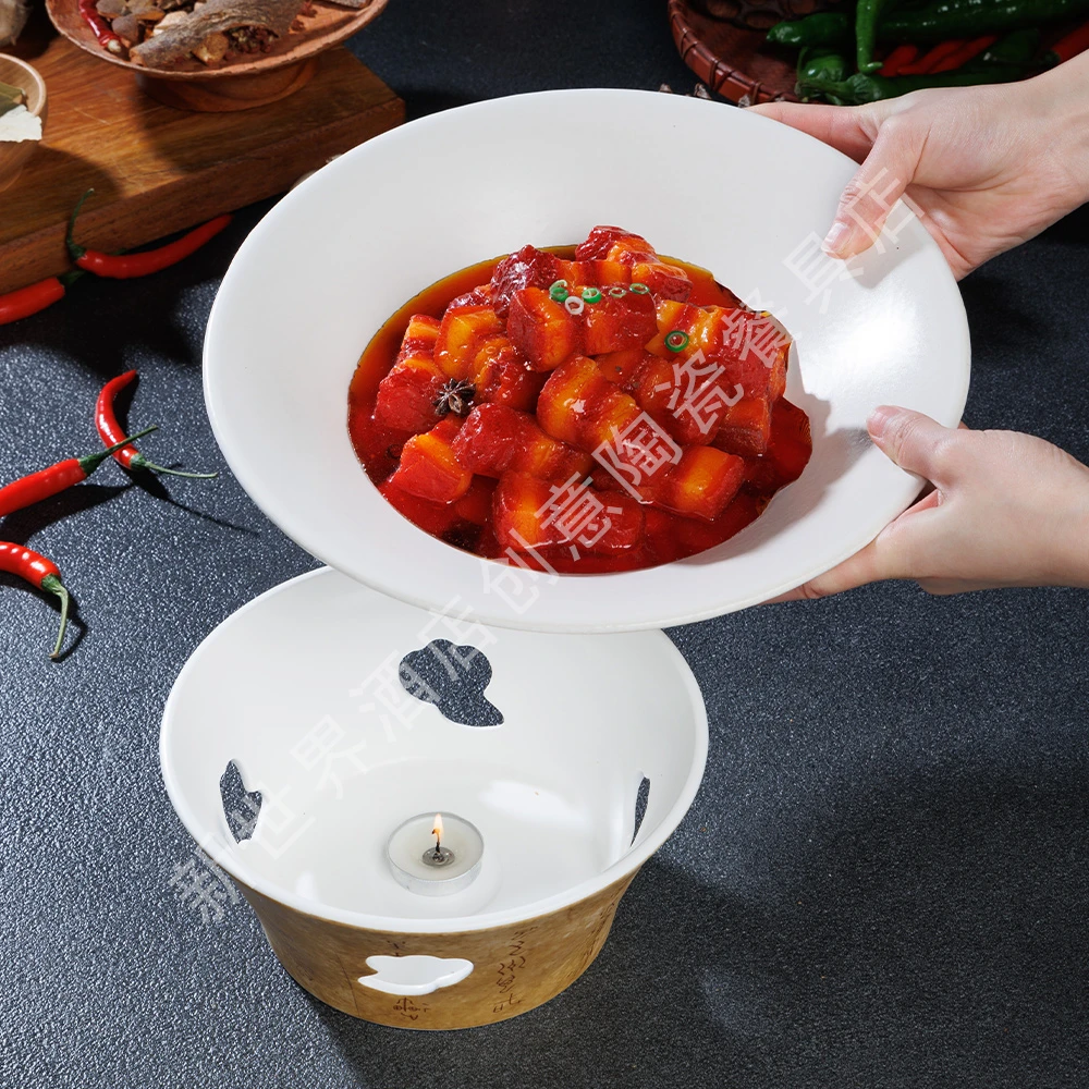 创意甲骨文反口保温加热明炉商用酒店家用盘子品质好物高档餐具