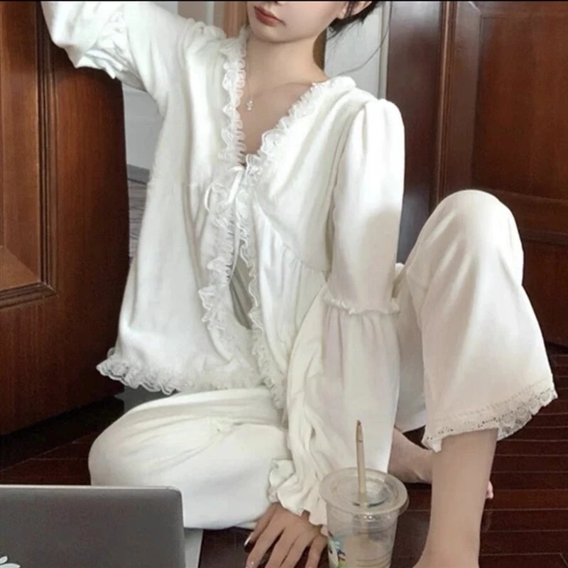 舒棉绒睡衣三件套女秋冬高级纯欲风网红气质蕾丝可外穿双面绒套装