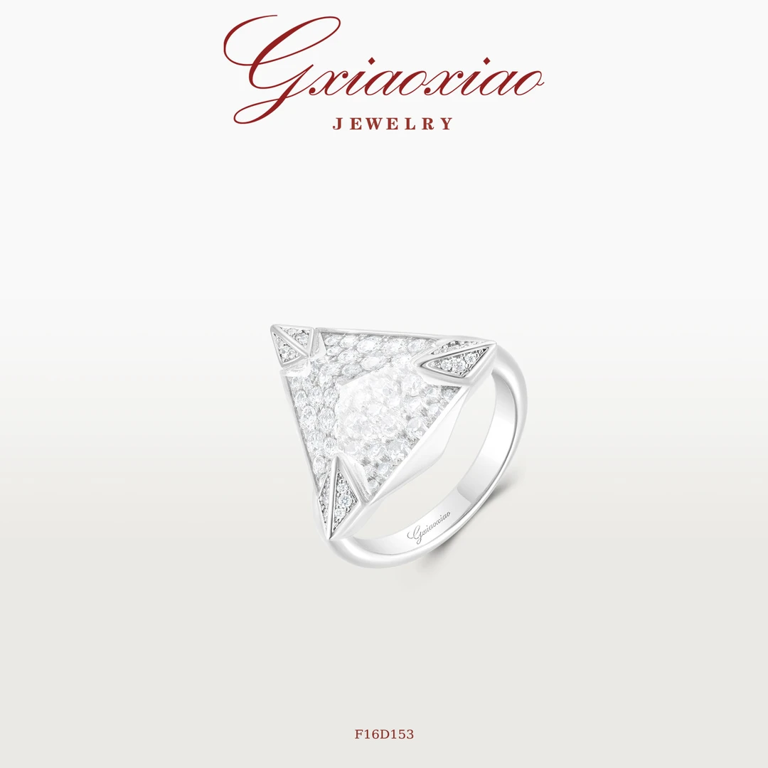 G XIAOXIAO 镀K金【三角秘境】法式气质几何三角形戒指 F16D153