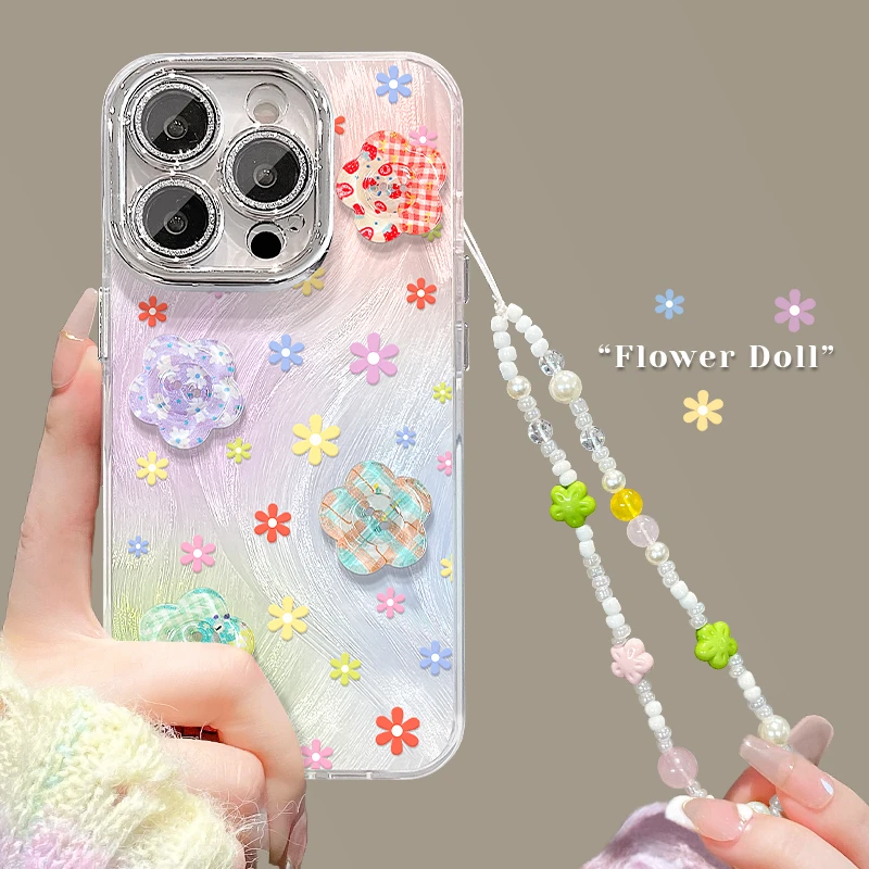 彩色花公仔适用苹果15华为vivo/oppo小米iPhone16精孔羽纱手机壳